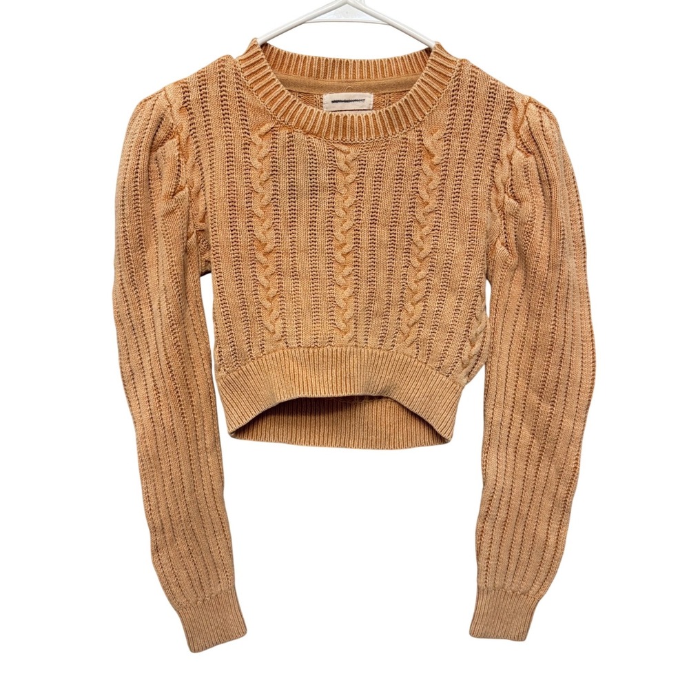Urban Outfitters Burnt Orange Cropped Cable Knit Sweater Small